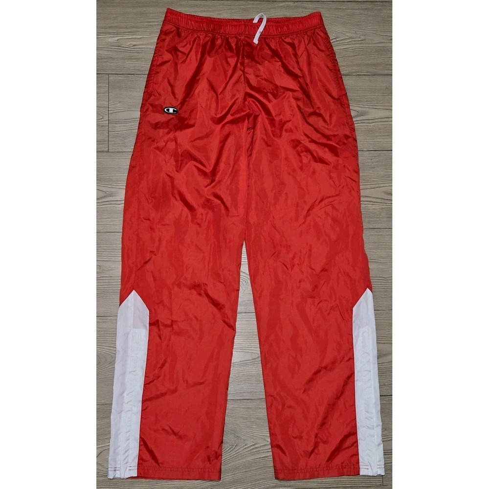 Champion Ladies Size Medium Windbreaker Swishy Track Pants Lined Ankle Zip Red